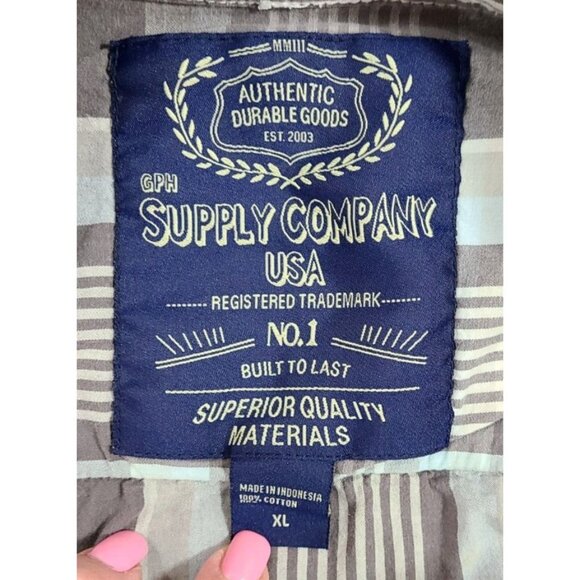 GPH Supply Co. Long Sleeve Pearl Snap Shirt Plaid Detailed Stitching Men's XL - Picture 11 of 11